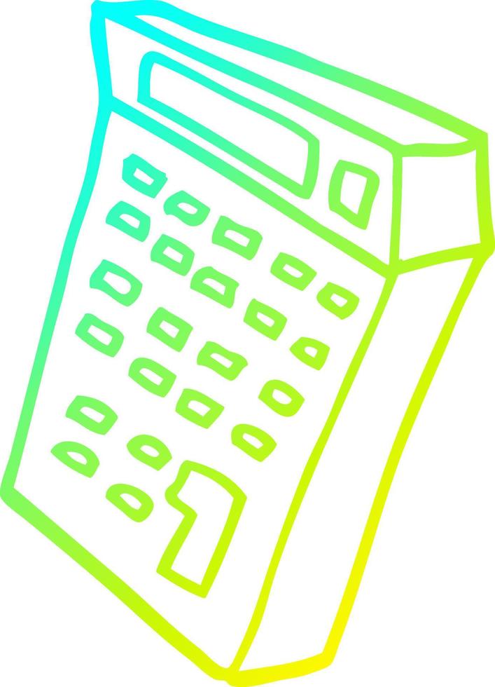 cold gradient line drawing cartoon calculator vector