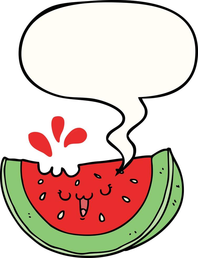 cartoon watermelon and speech bubble vector