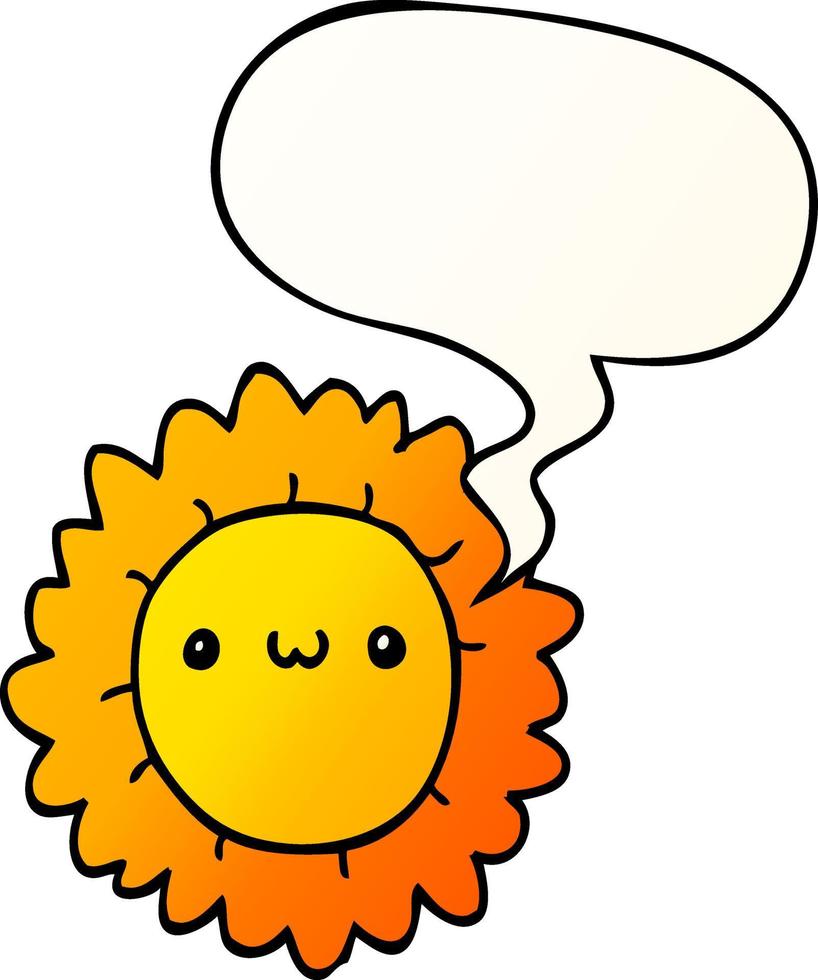 cartoon flower and speech bubble in smooth gradient style vector