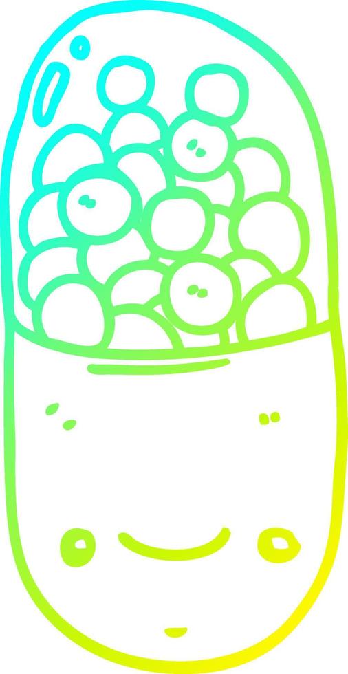 cold gradient line drawing cartoon pill vector