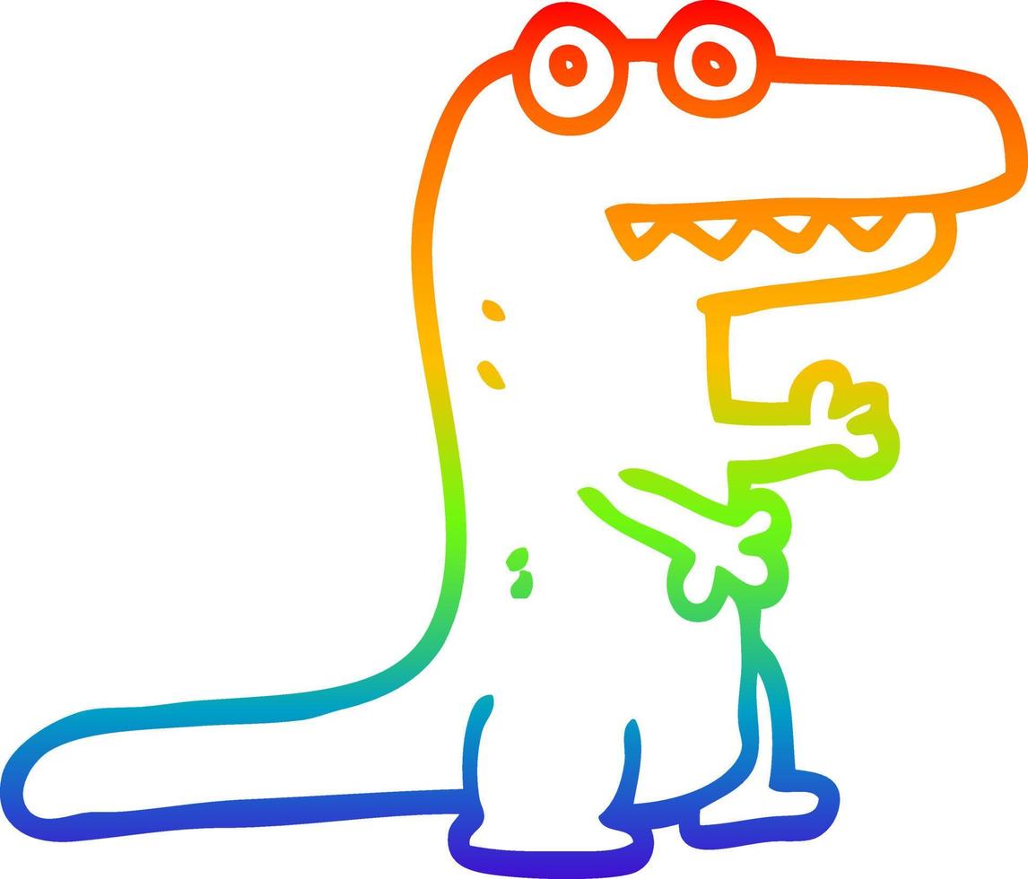 rainbow gradient line drawing cartoon crocodile vector