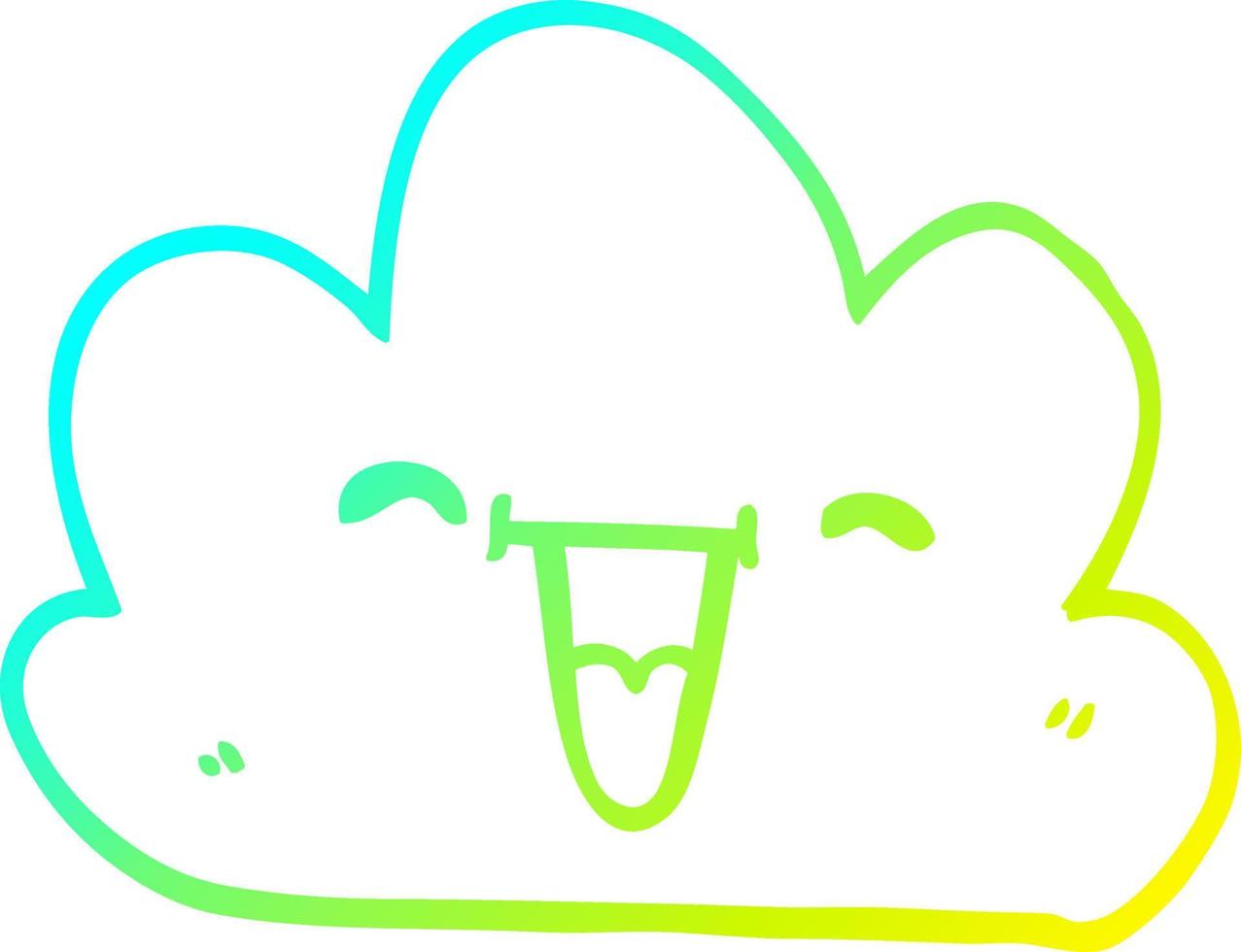 cold gradient line drawing cartoon happy grey cloud vector