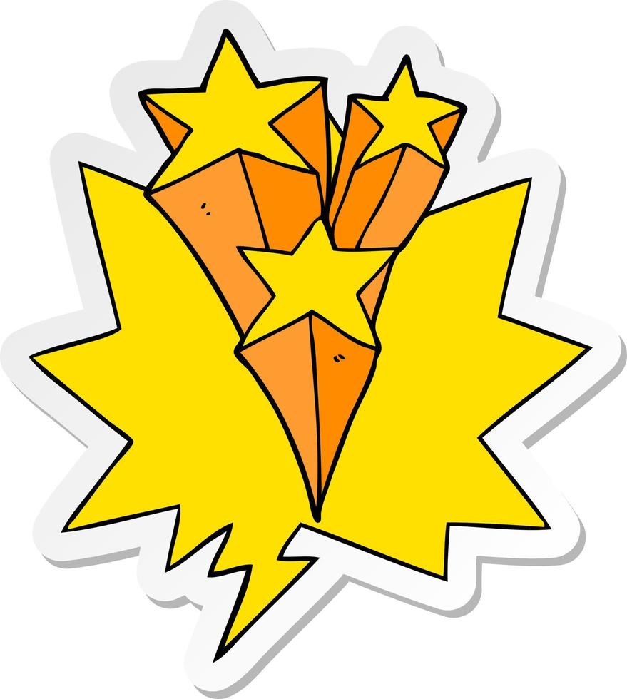 cartoon shooting stars and speech bubble sticker vector