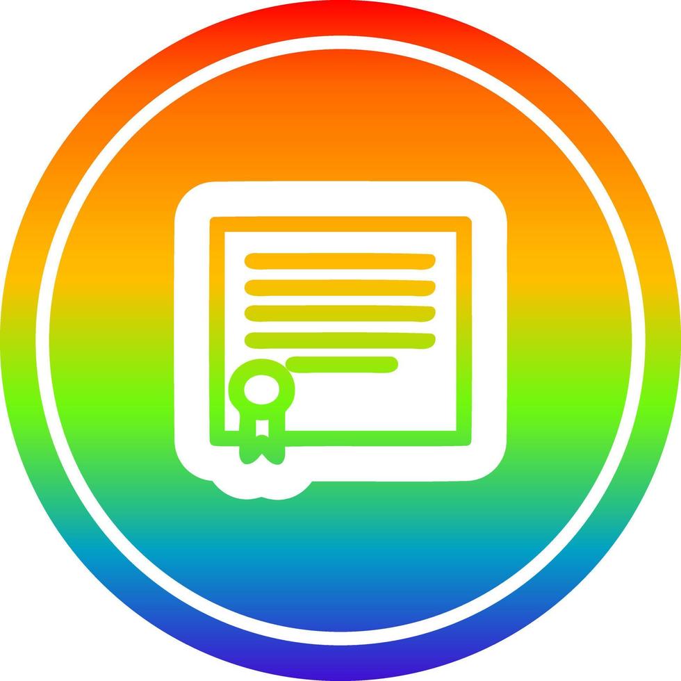diploma certificate circular in rainbow spectrum vector