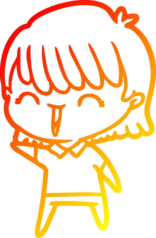warm gradient line drawing cartoon woman vector