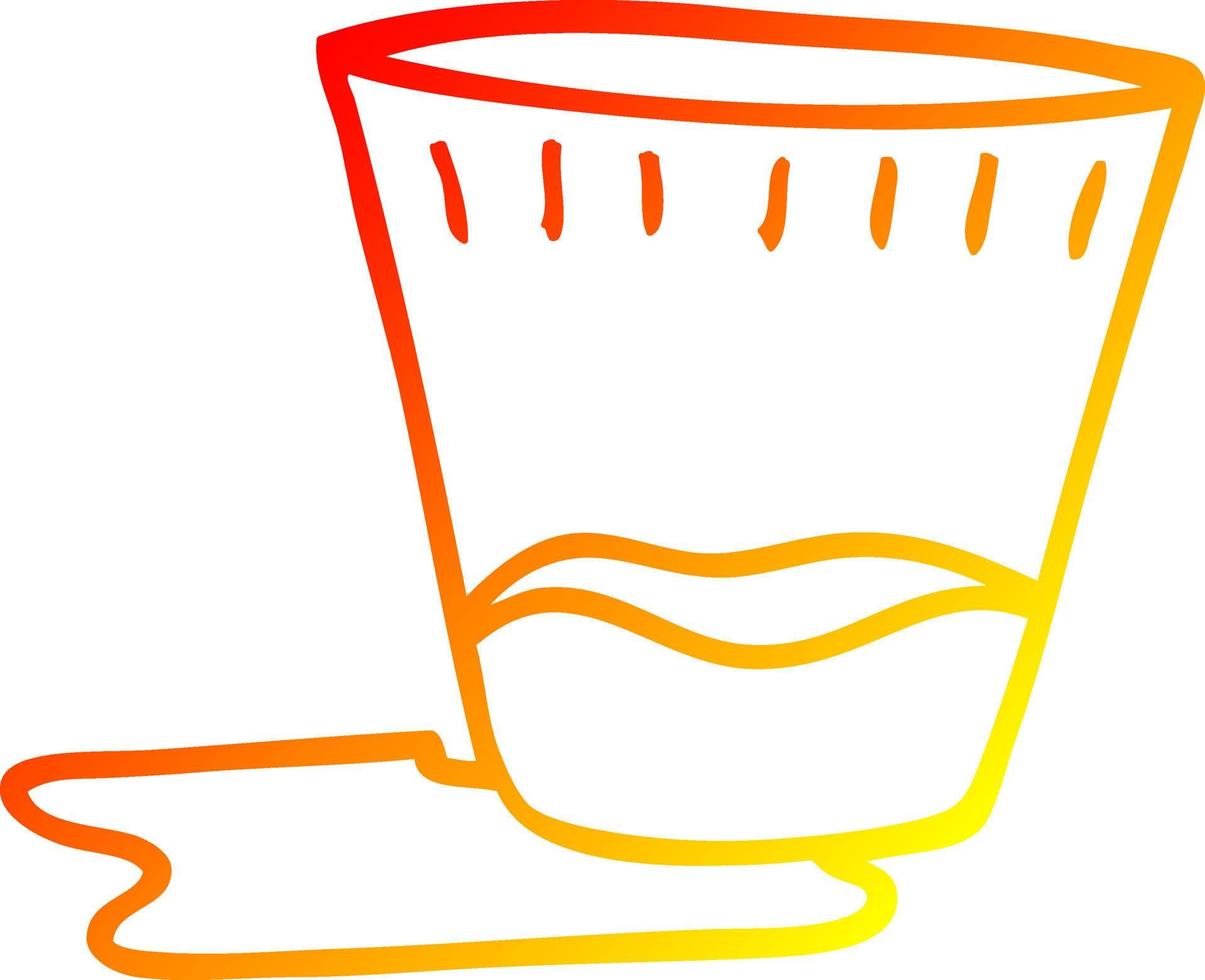 warm gradient line drawing cartoon spilt drink vector