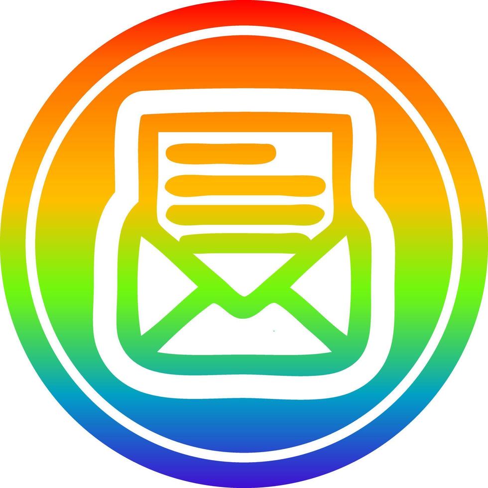 envelope letter circular in rainbow spectrum vector