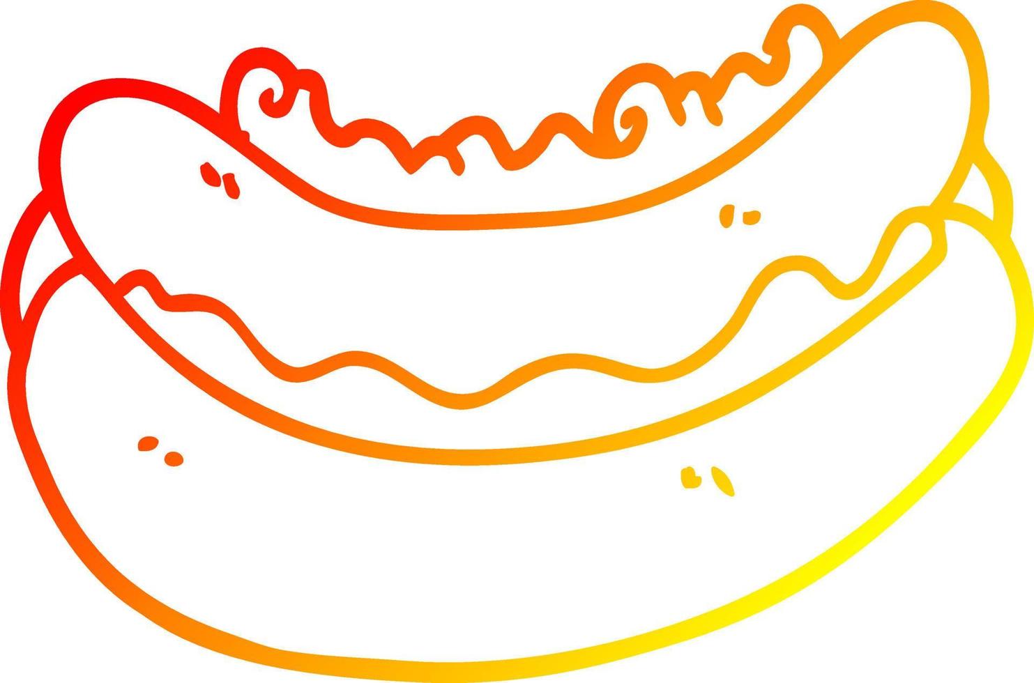 warm gradient line drawing cartoon hotdog vector