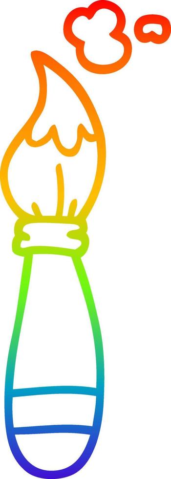 rainbow gradient line drawing cartoon paint brush vector
