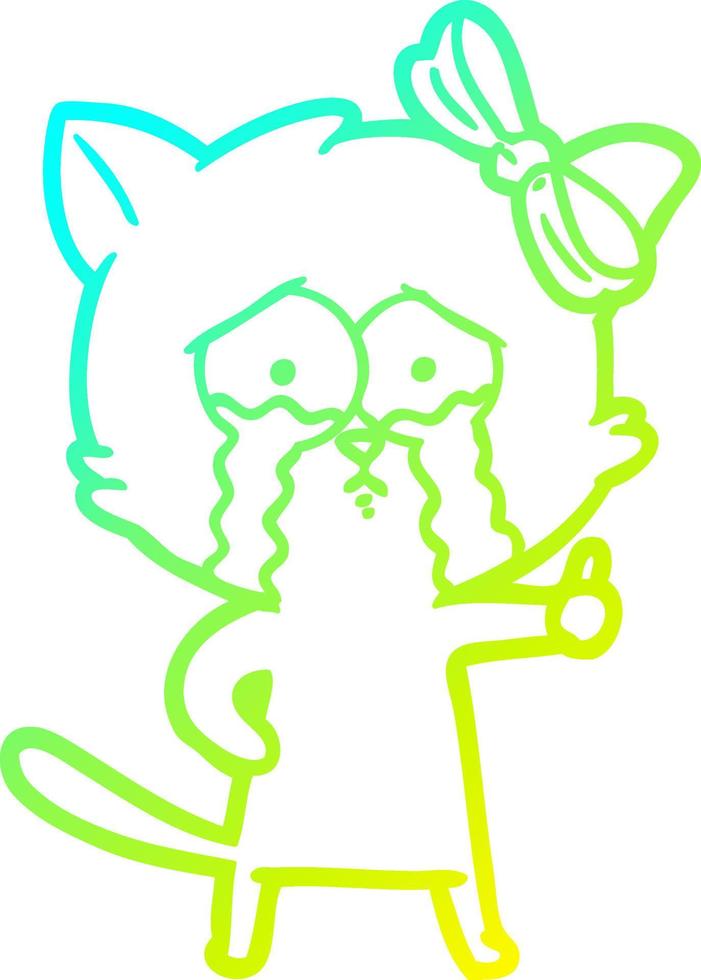 cold gradient line drawing cartoon cat vector
