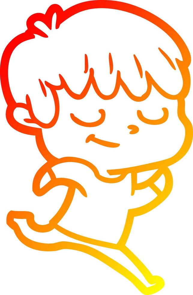warm gradient line drawing cartoon happy boy vector