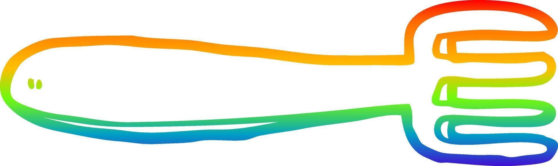 rainbow gradient line drawing cartoon fork vector