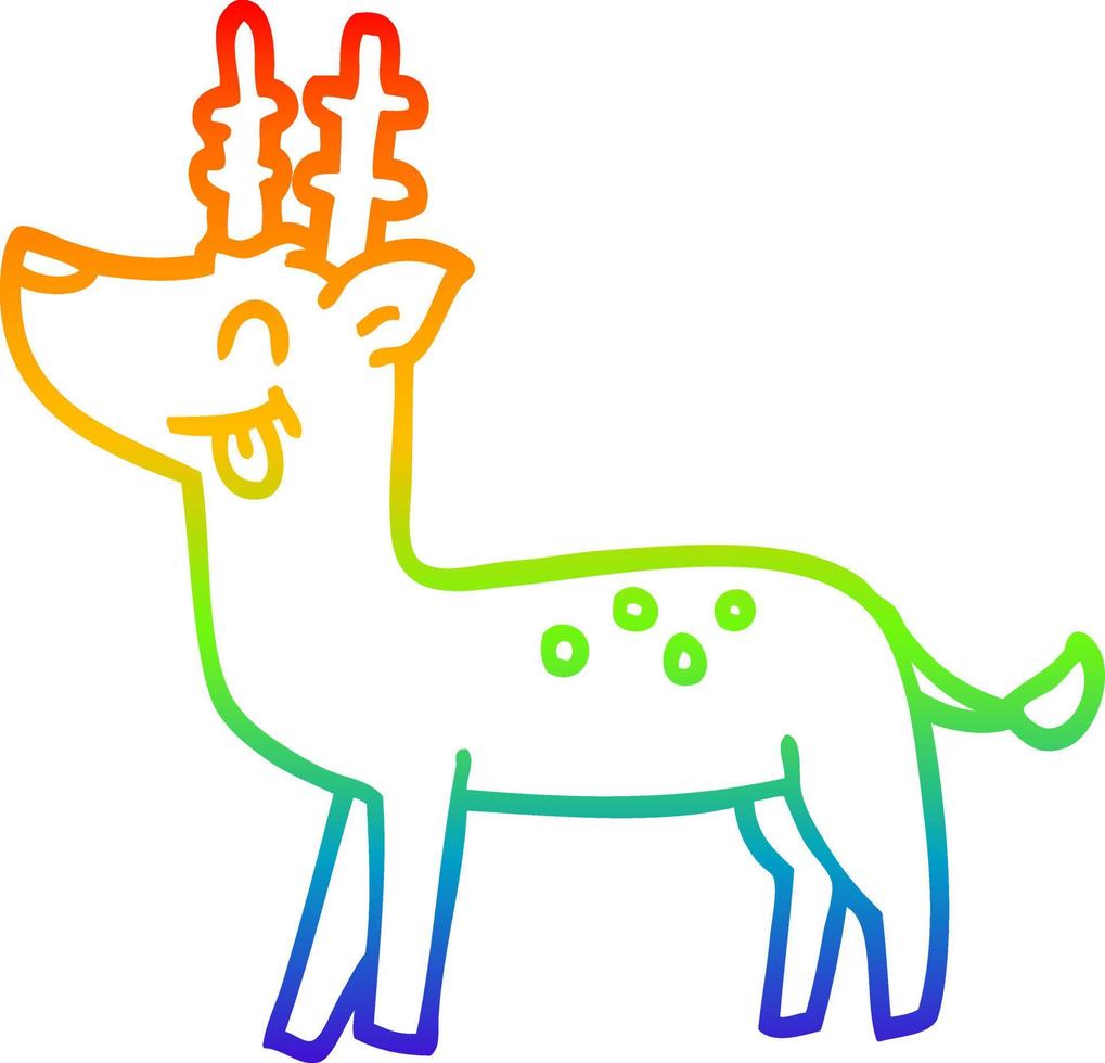 rainbow gradient line drawing cartoon happy deer vector