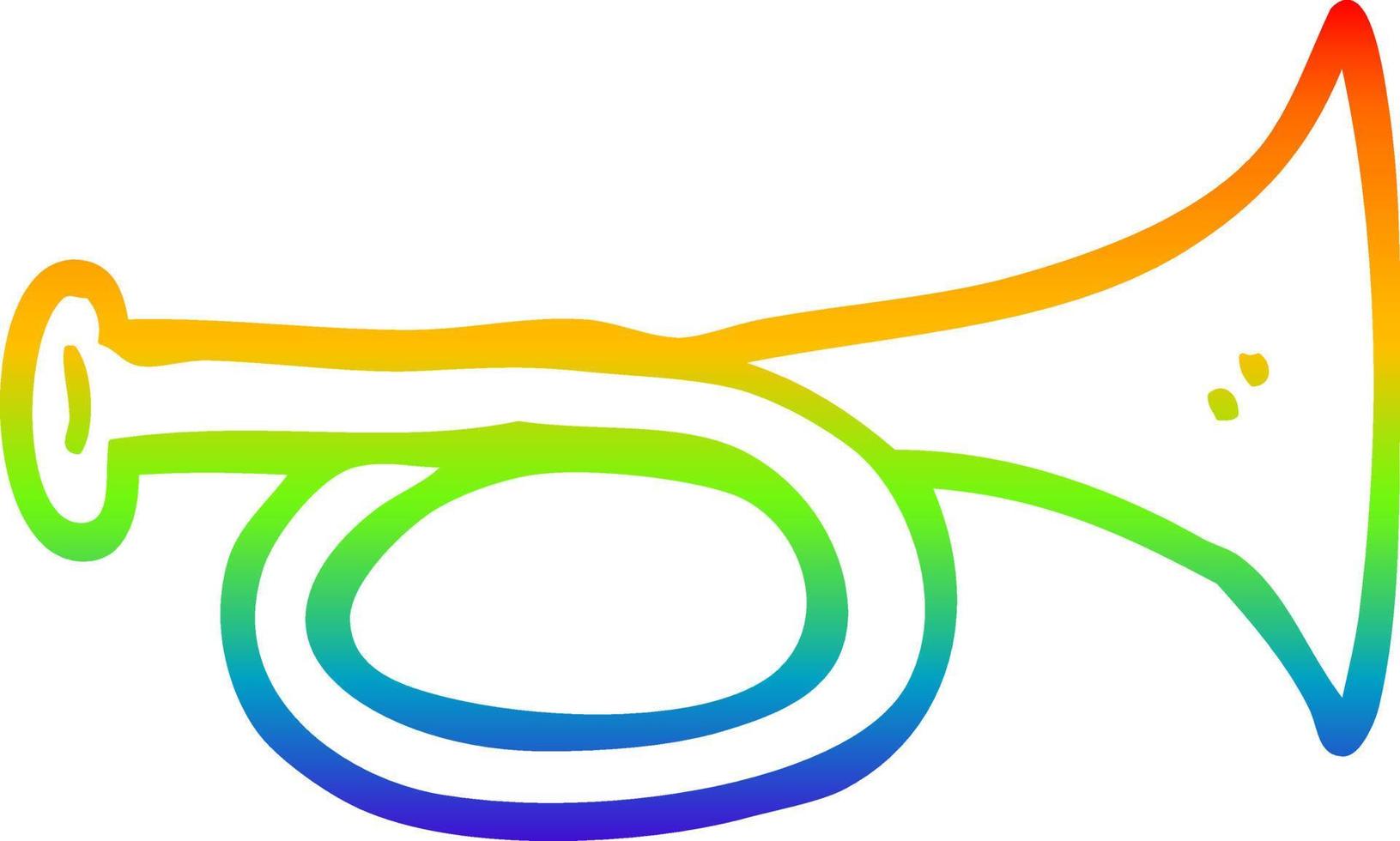 rainbow gradient line drawing cartoon brass horn vector