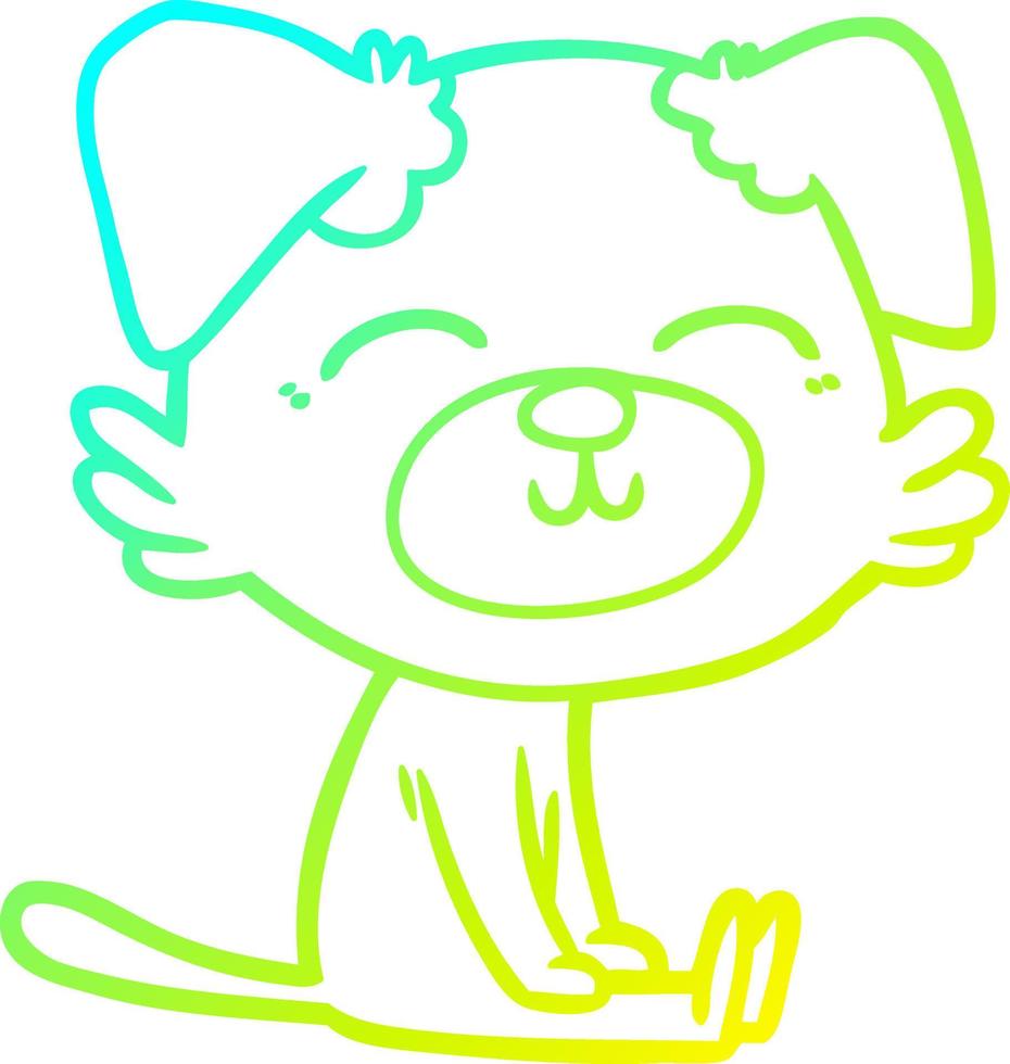 cold gradient line drawing cartoon dog vector