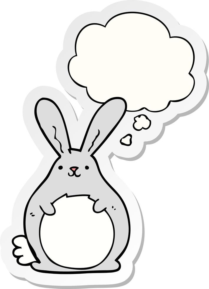 cartoon rabbit and thought bubble as a printed sticker vector