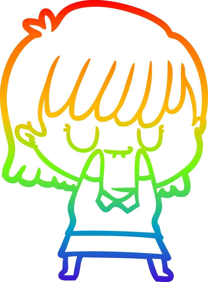 rainbow gradient line drawing cartoon woman vector