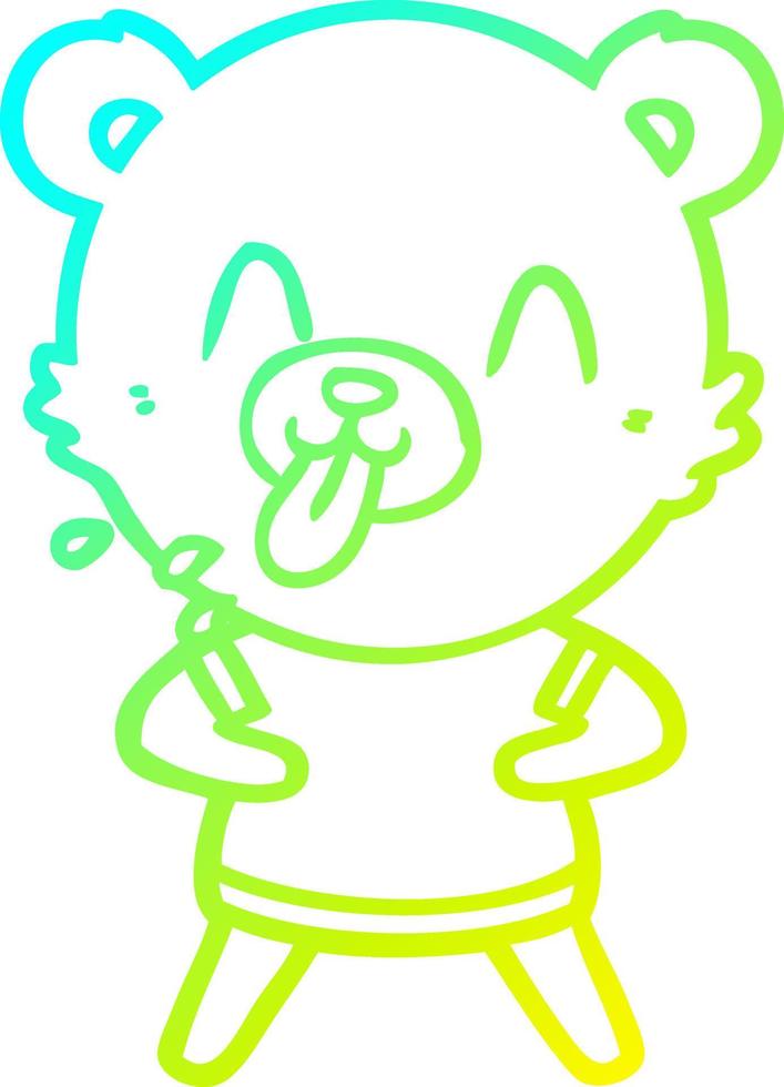 cold gradient line drawing rude cartoon bear vector