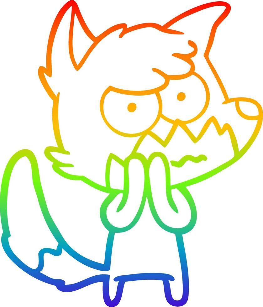 rainbow gradient line drawing cartoon annoyed fox vector