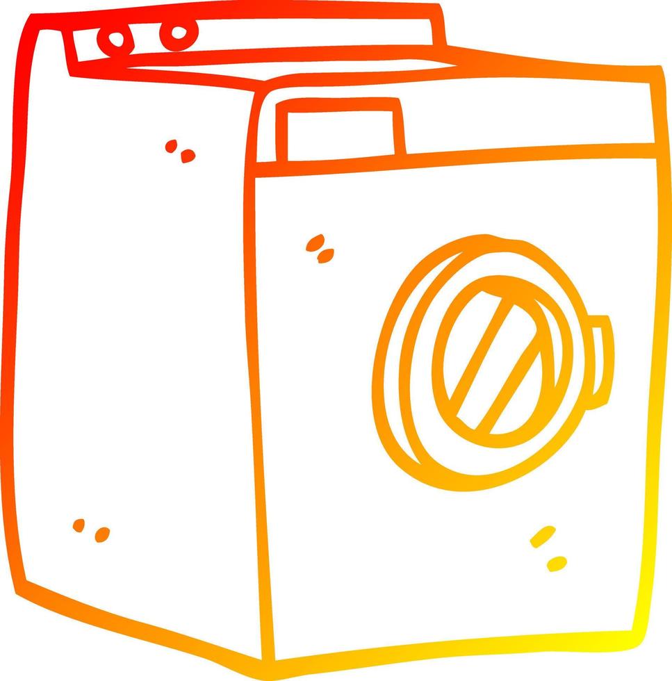 warm gradient line drawing cartoon washing machine vector