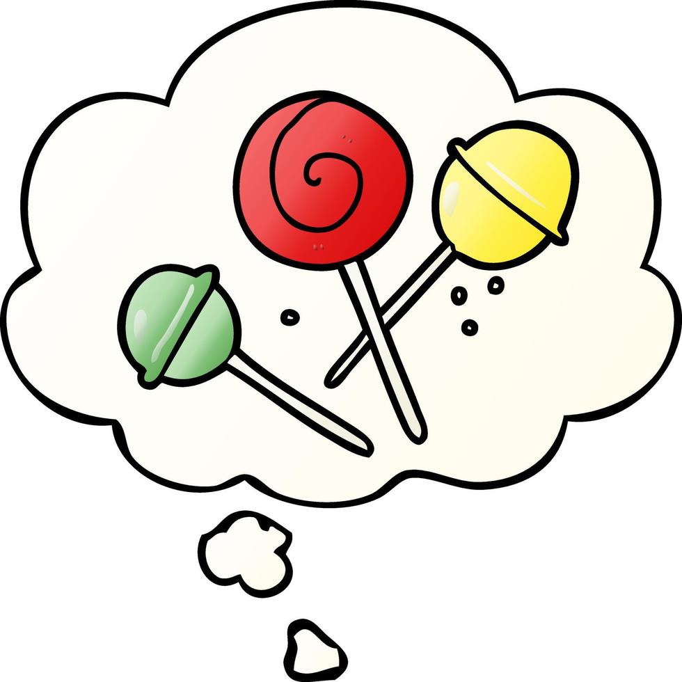 cartoon lollipop and thought bubble in smooth gradient style vector