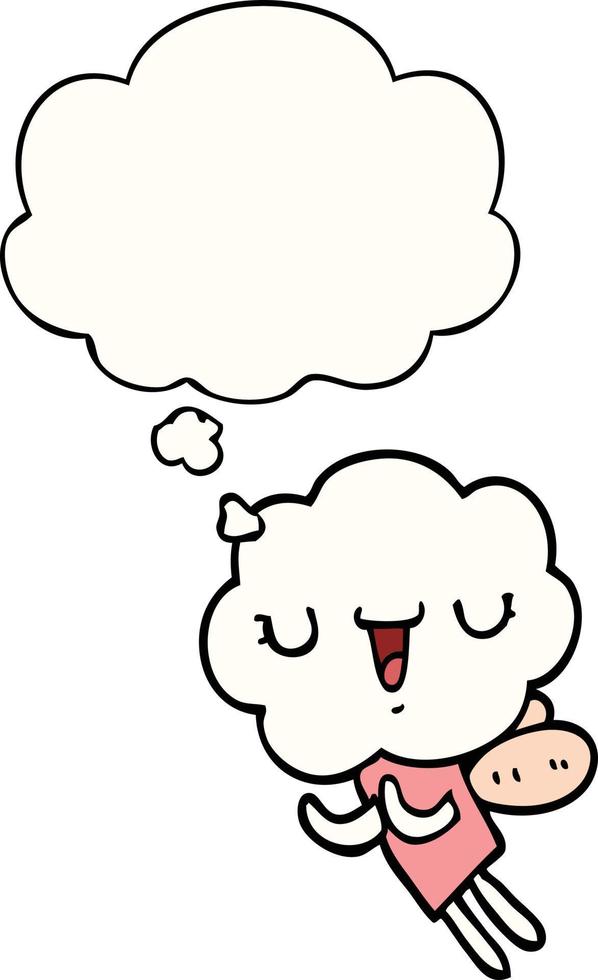 cute cartoon cloud head creature and thought bubble vector