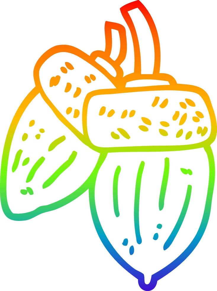rainbow gradient line drawing cartoon acorn vector
