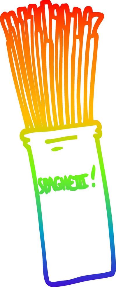 rainbow gradient line drawing cartoon  jar of spaghetti vector