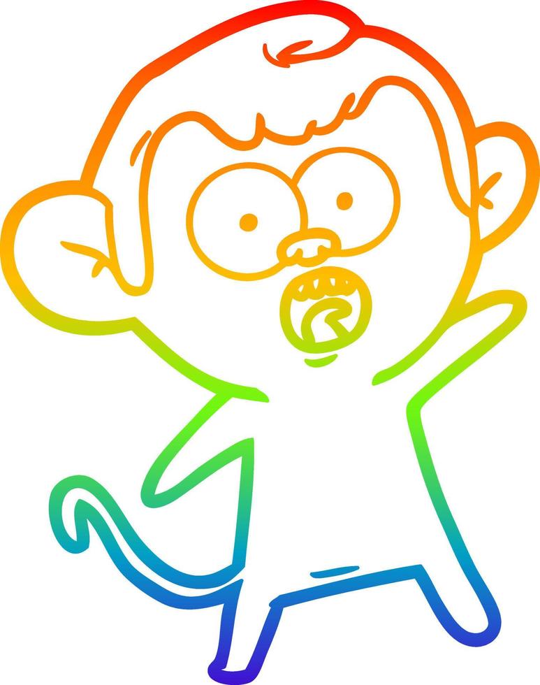 rainbow gradient line drawing cartoon shocked monkey vector
