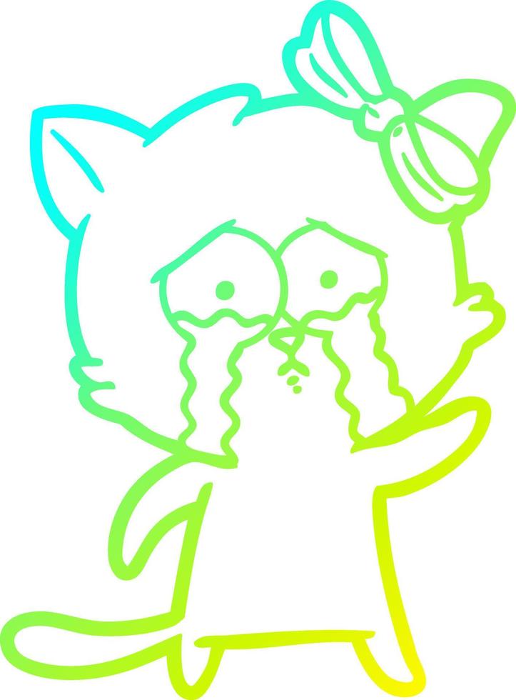 cold gradient line drawing cartoon cat vector
