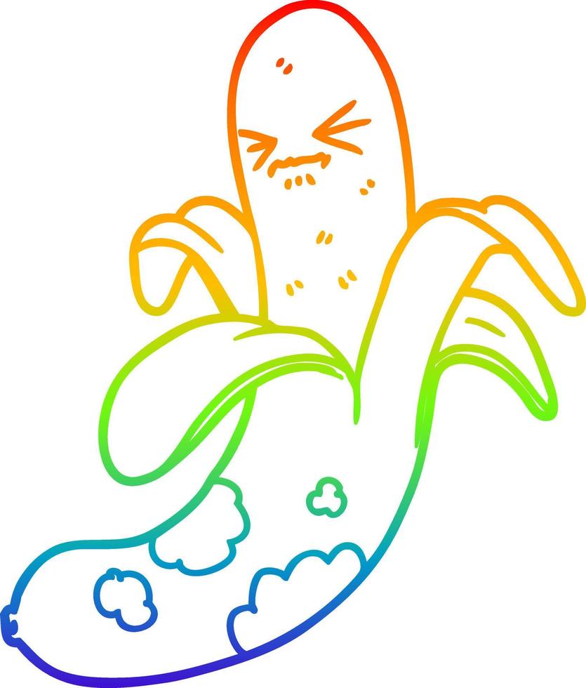 rainbow gradient line drawing cartoon rotten banana vector