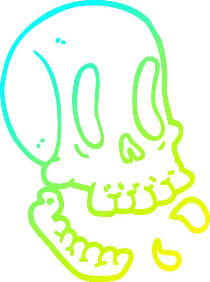 cold gradient line drawing funny cartoon skull vector