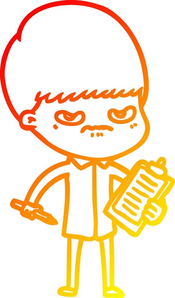 warm gradient line drawing cartoon boy vector