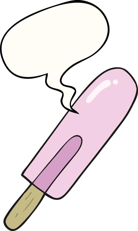 cartoon ice lolly and speech bubble vector