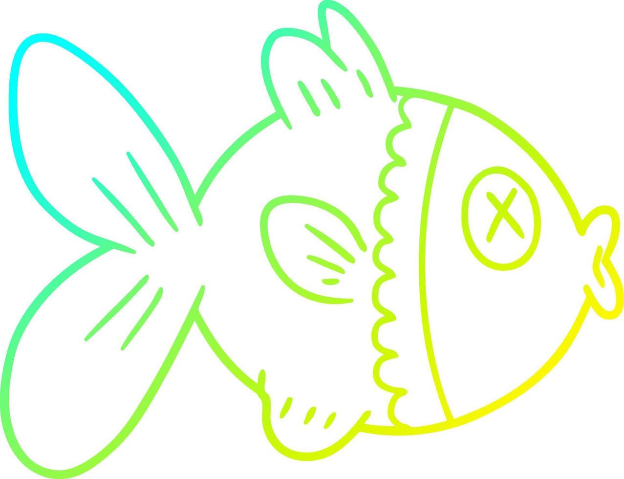cold gradient line drawing cartoon goldfish vector
