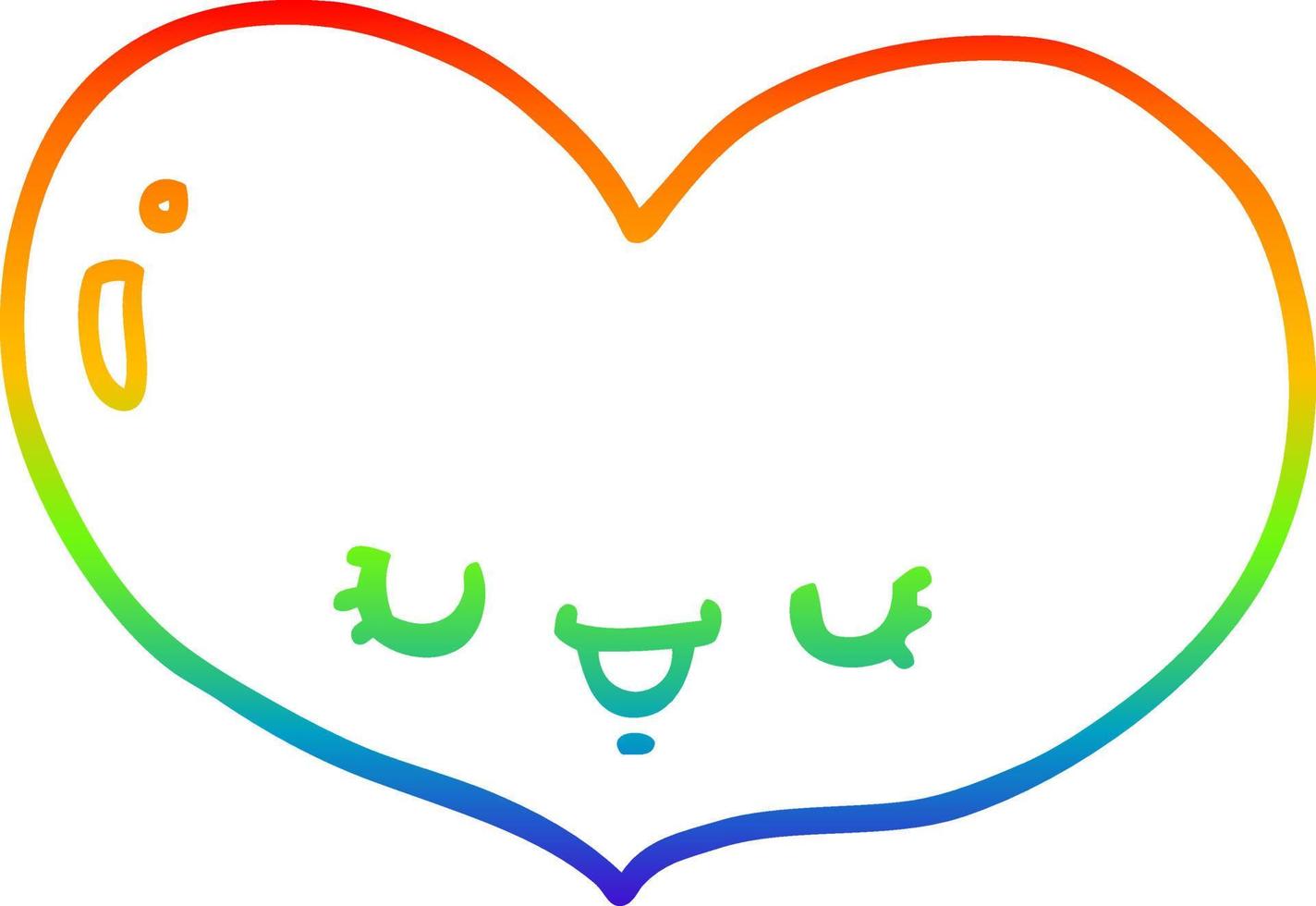 rainbow gradient line drawing cartoon love heart character vector