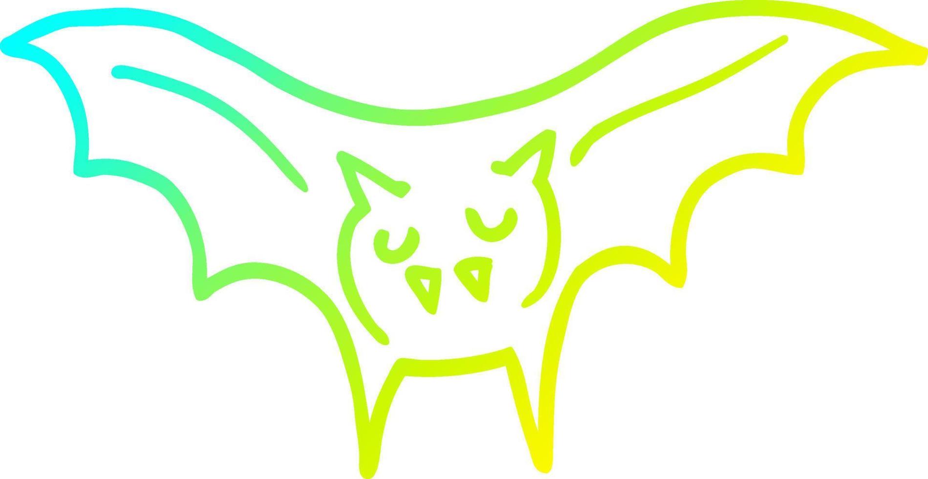 cold gradient line drawing cartoon vampire bat vector
