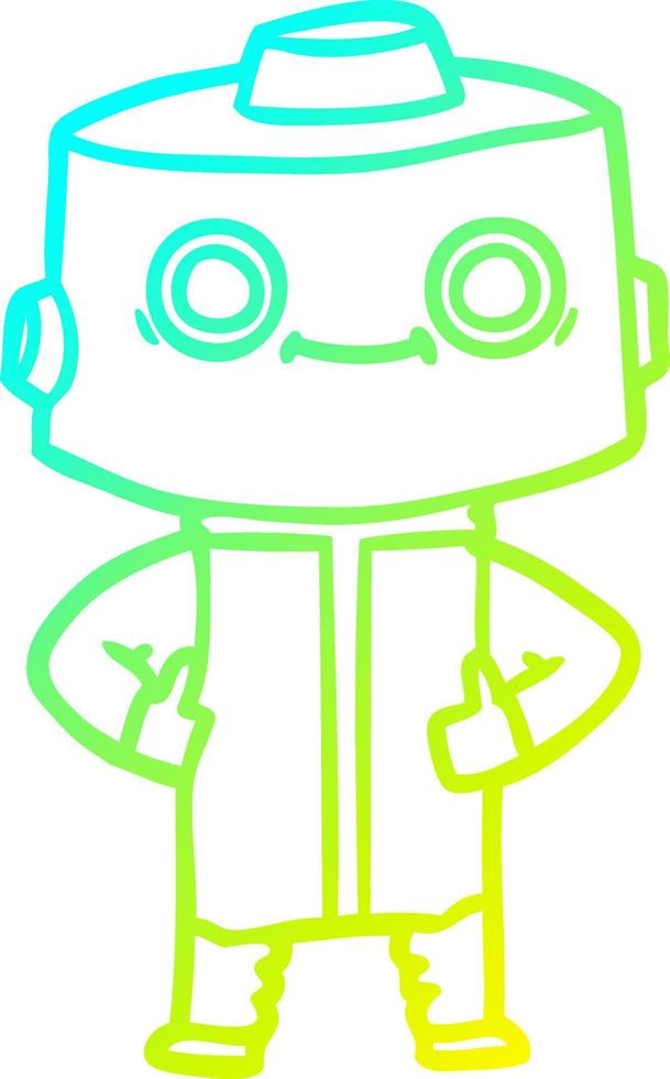 cold gradient line drawing cartoon robot vector