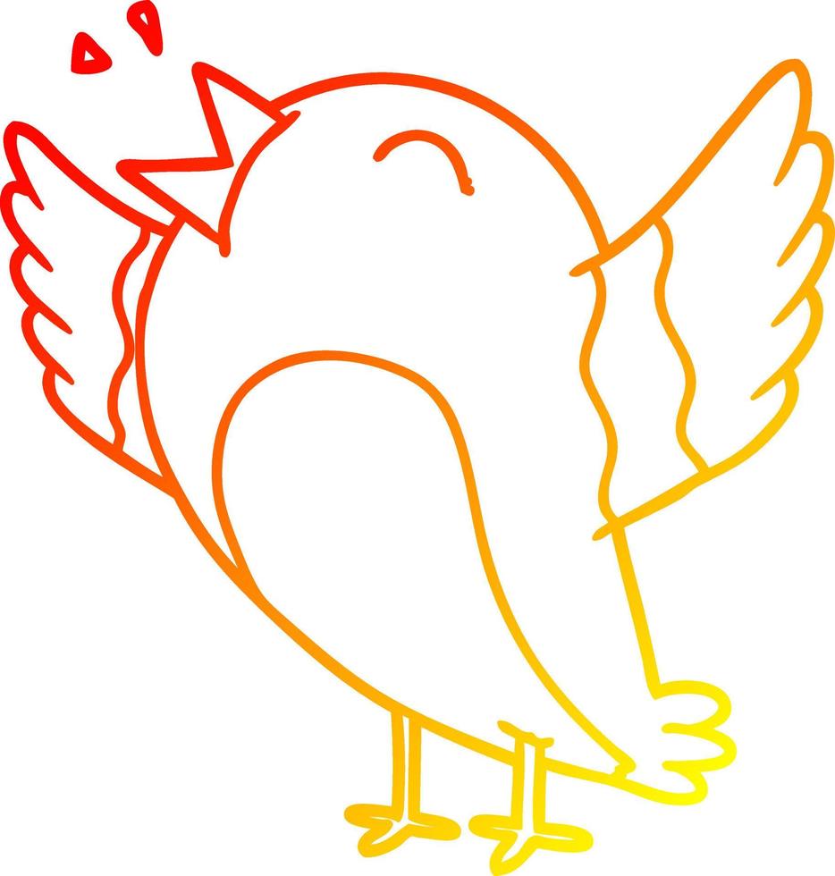 warm gradient line drawing cartoon bird vector