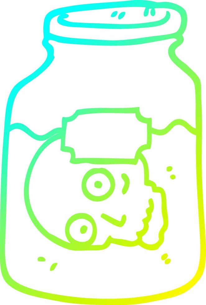 cold gradient line drawing cartoon head in jar vector