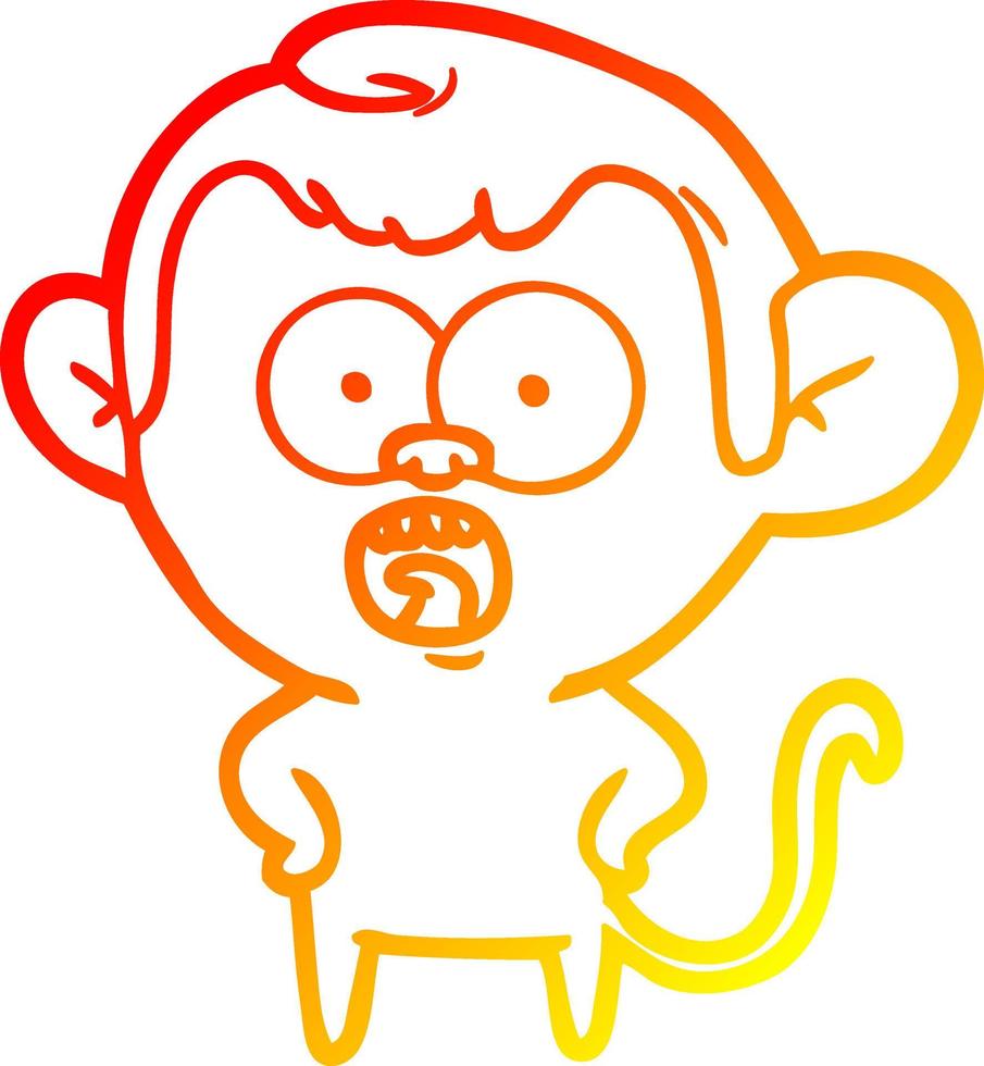warm gradient line drawing cartoon shocked monkey vector
