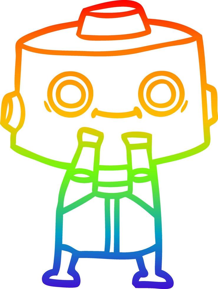 rainbow gradient line drawing cartoon robot vector