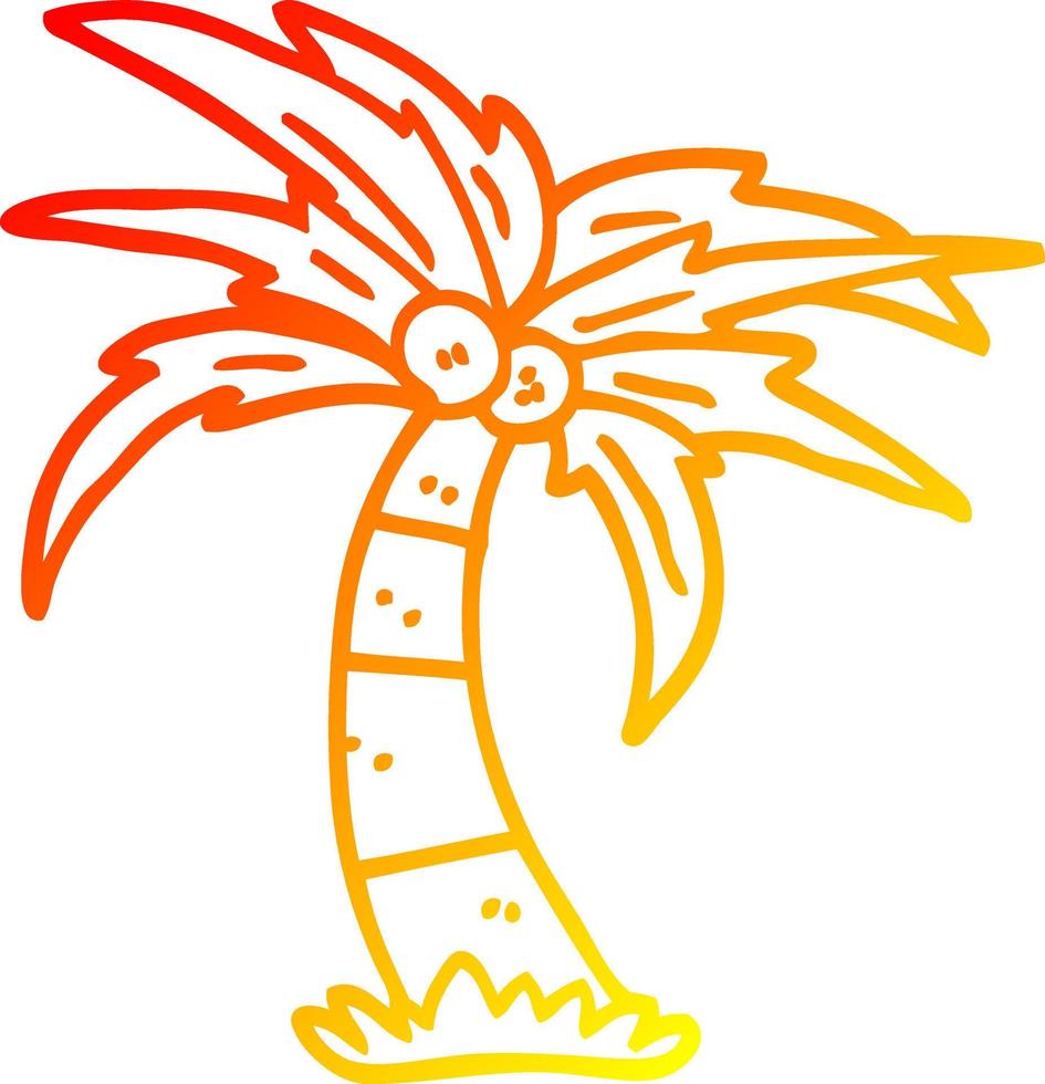 warm gradient line drawing cartoon palm tree vector