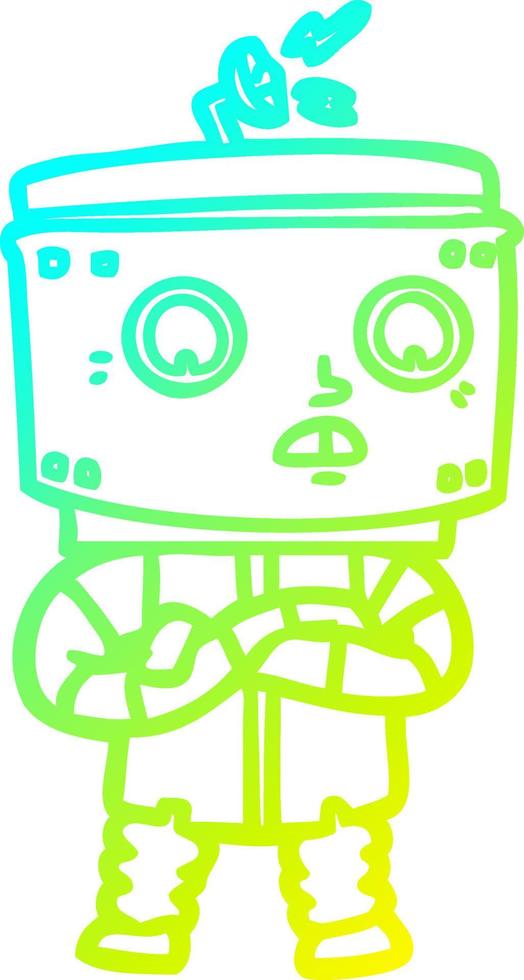 cold gradient line drawing cartoon robot vector