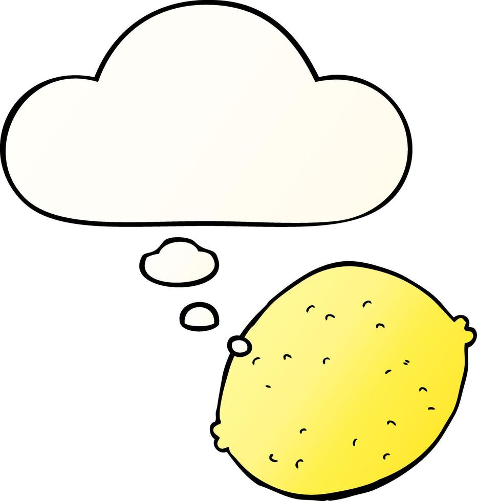 cartoon lemon and thought bubble in smooth gradient style vector