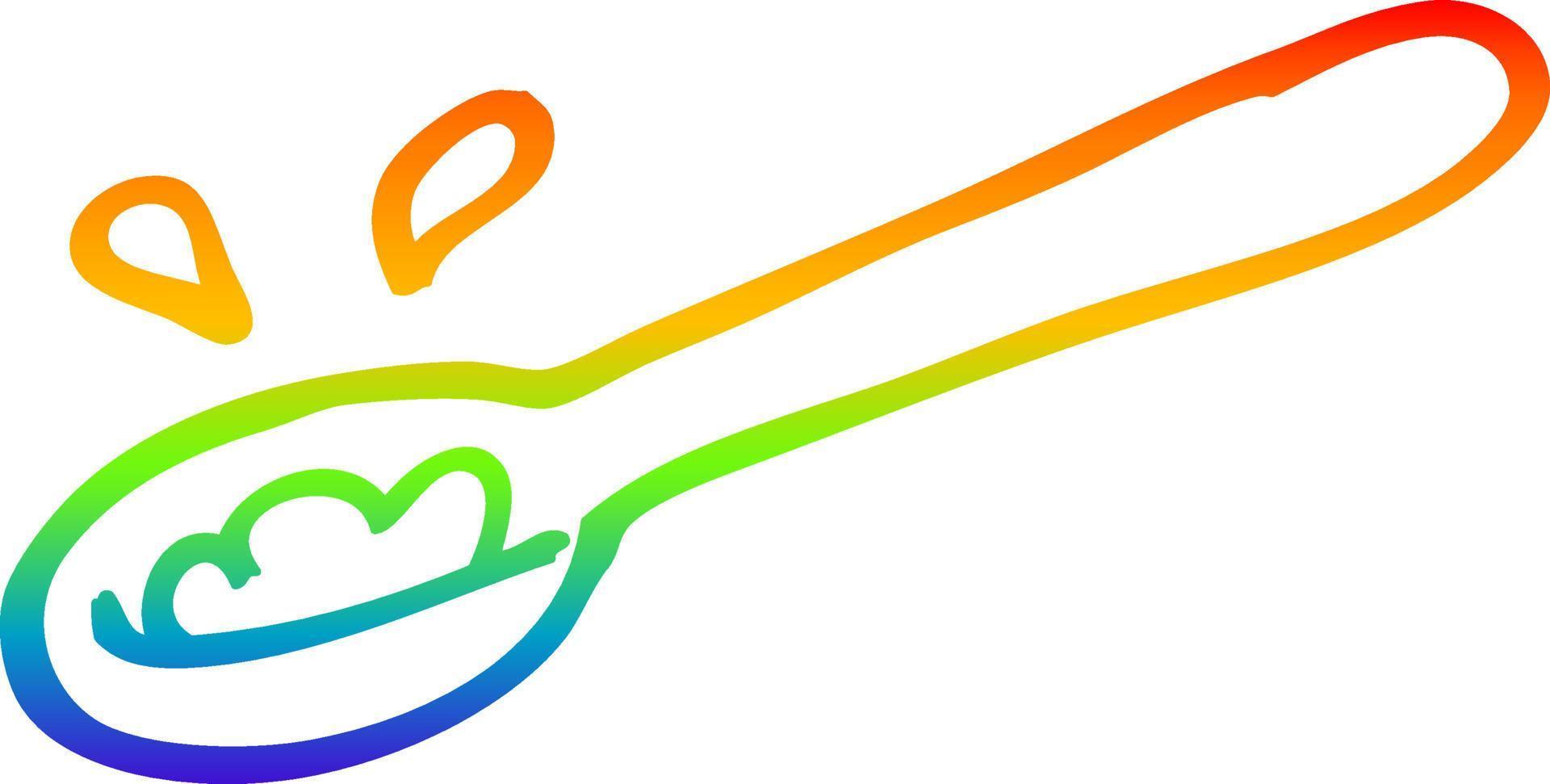 rainbow gradient line drawing cartoon ladle of food vector