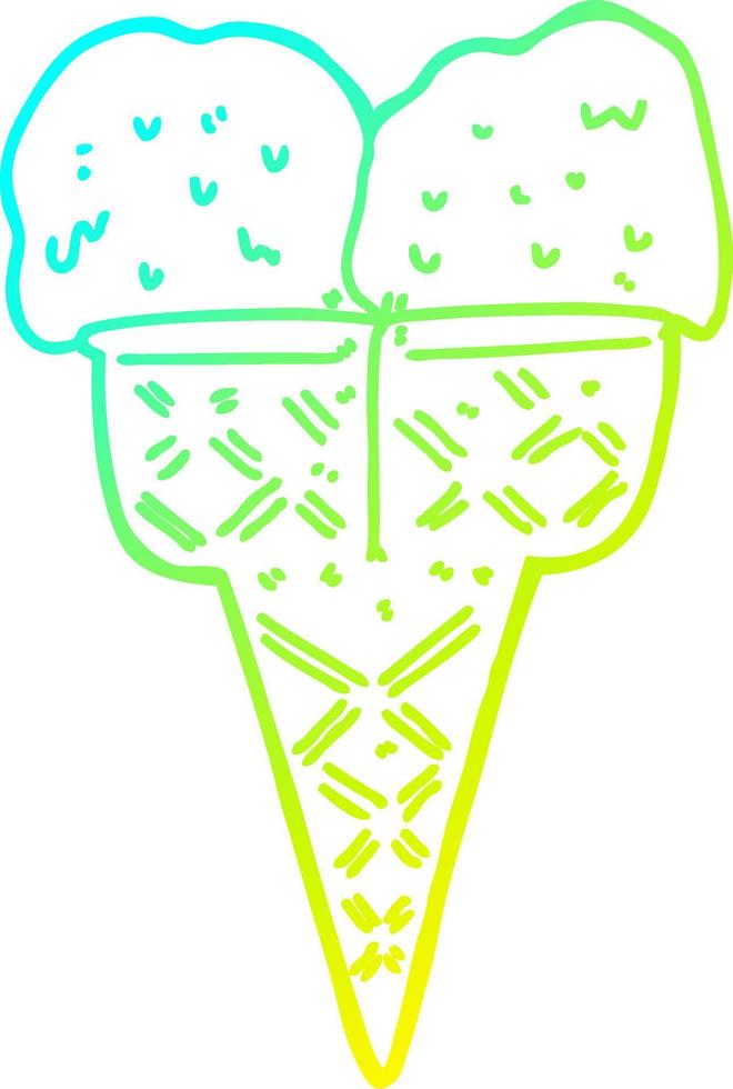cold gradient line drawing cartoon ice cream vector