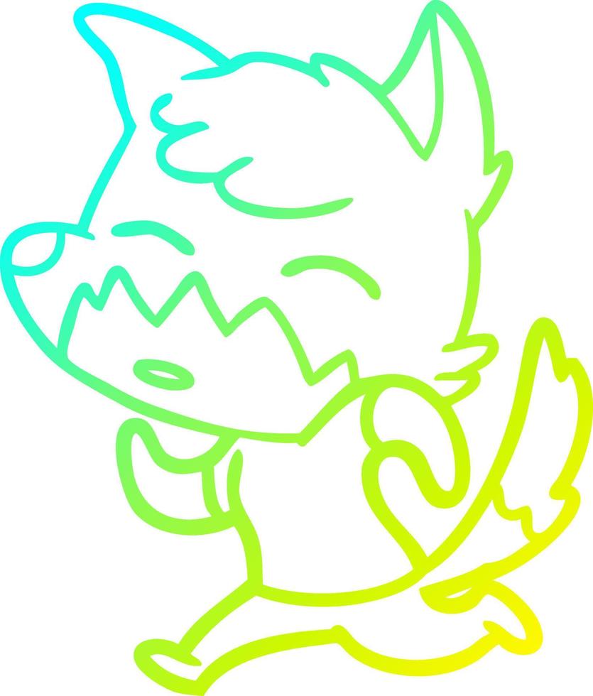 cold gradient line drawing cartoon fox vector