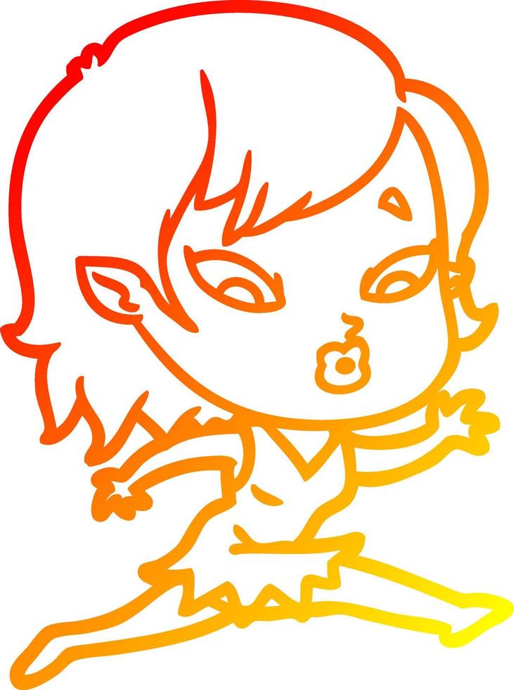 warm gradient line drawing cute cartoon vampire girl vector