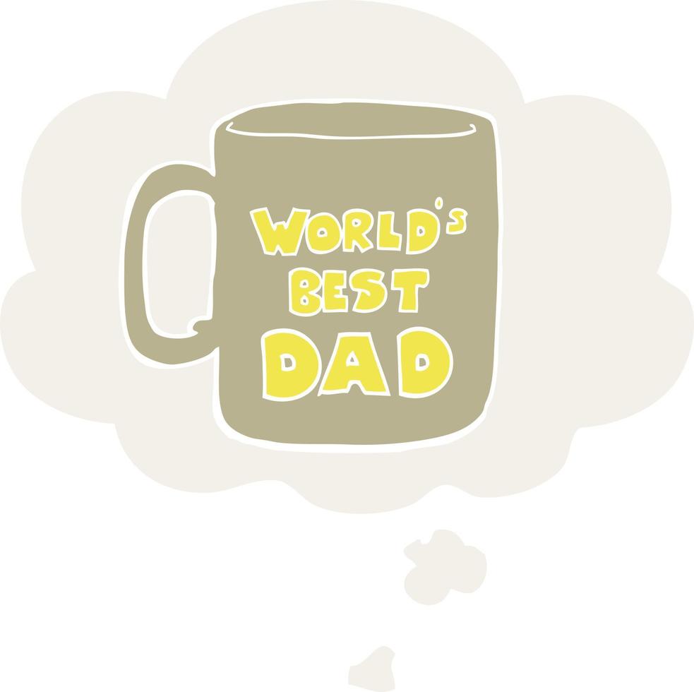 worlds best dad mug and thought bubble in retro style vector